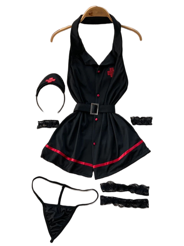 Vintage Fashion Dresses - Erotik Moda Seksi Halter Lingerie Elbise