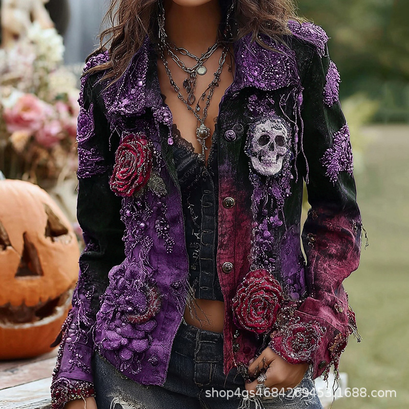 Gotik Punk Kafatası Gül Nakışl - Vintage Fashion Stores incelemesi ve fiyatı